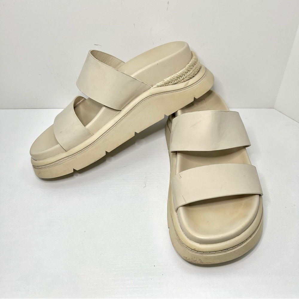 Zara Cream Chunky Platform Y2K 90’s Slide Sandals Sz 38 EU